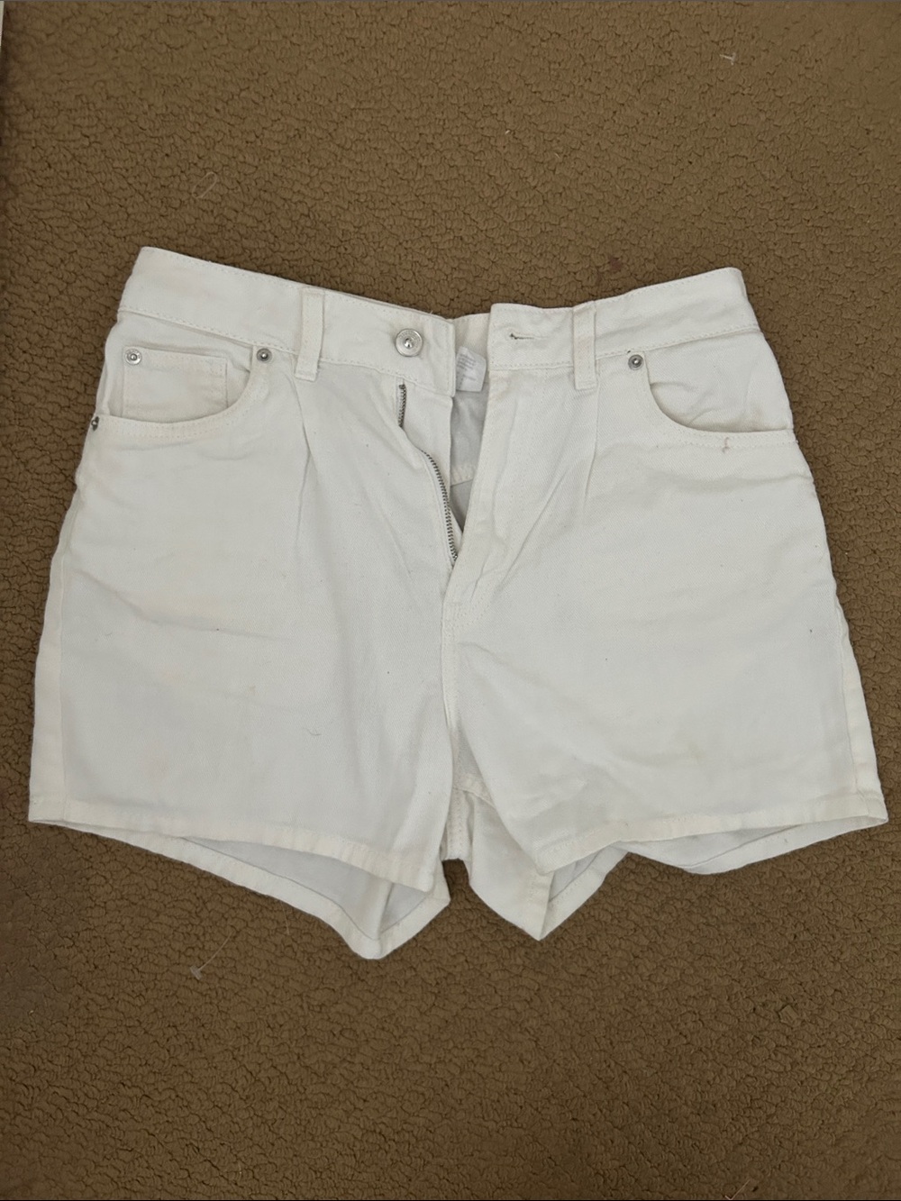 H&M White Denim High-Rise Jean Shorts